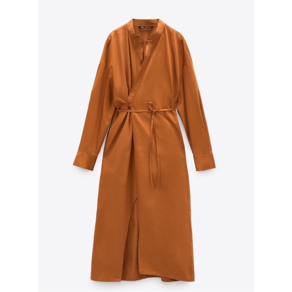 Zara burnt orange wrap dress - Picture 4 of 6